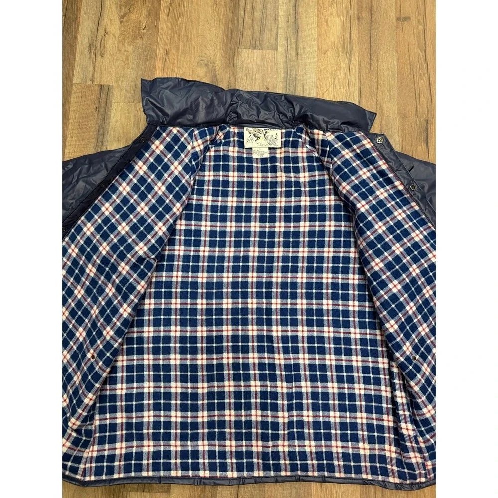 Duck Bay Vintage Waterproof Jacket Blue Flannel Lined Hooded‎ Mens L